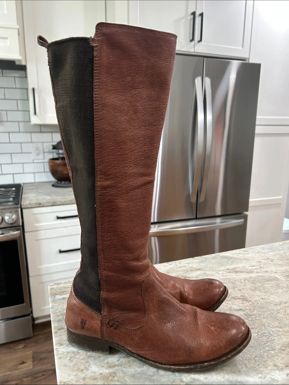 Frye Molly Gore Tall Riding Boot Brown Leather 9B
